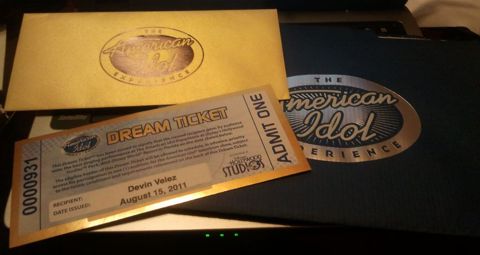 Devin Velez's American Idol ticket