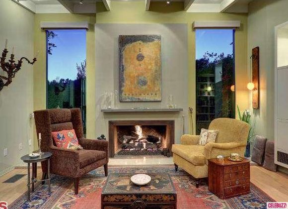 Hollywood Hills home fireplace