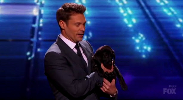 American Idol 2014 Top 2 Results – Ryan Seacrest and puppy Georgia