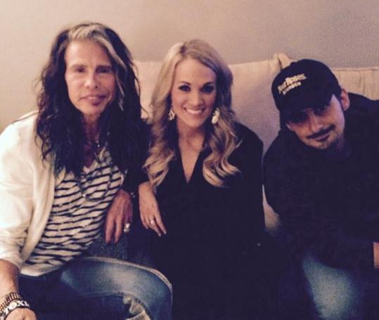 Steven Tyler, Carrie Underwood, & Brad Paisley at CMA event