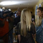 Jennifer Lopez talks with press at Idol auditions