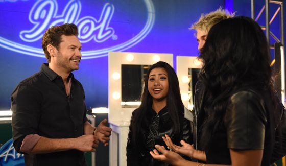 Ryan Seacrest talks with American Idol Hopefuls
