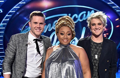 AMERICAN IDOL: Top 3 Revealed: L-R: Contestants Trent Harmon, La'Porsha Renae and Dalton Rapattoni on AMERICAN IDOL airing Thursday, March 31 (8:00-10:00 PM ET/PT) on FOX. © 2016 FOX Broadcasting Co. Cr: Michael Becker/ FOX. This image is embargoed until Thursday, March 31,10:00PM PT / 1:00AM ET